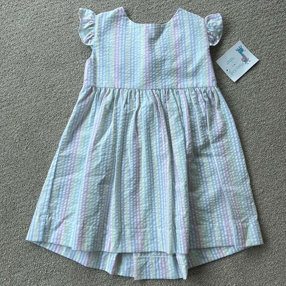 NWT Anvy Kids pastel seersucker striped dress